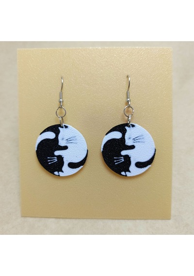 Ying Yang Kedi Küpe çok renkli