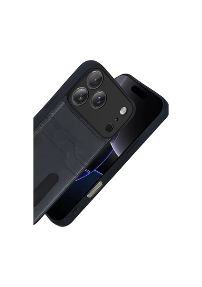 Newface Apple İphone 17 Pro Max Sara Kartvizitli Deri Kılıf - Siyah