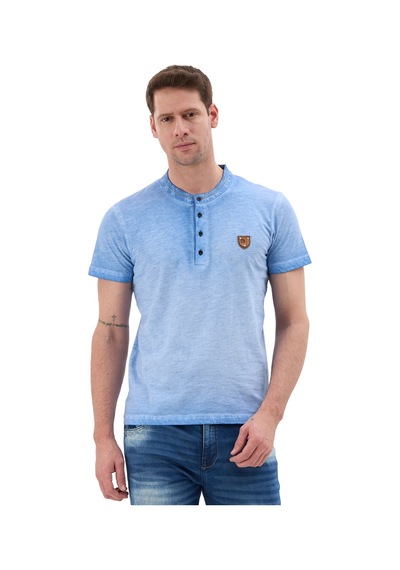 Cipo & Baxx Hakim Yaka Düğmeli Basic Erkek T-shirt Ct835 Mavi