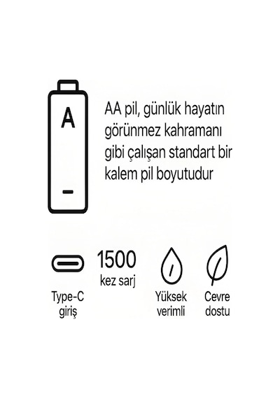 Type-c Şarjlı 2800mwh 1.5v Şarj Edilebilir 2 Li Aa5 Kalem Pil - Lityum Iyon Batarya