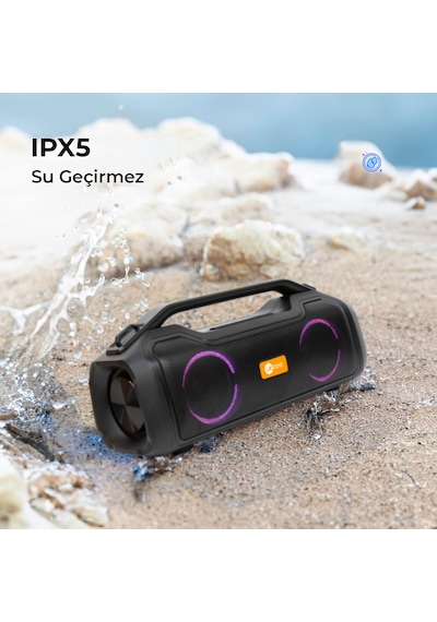 Lecoo DS153 Bluetooth 5.0 80W IPX5 Su Geçirmez RGB TWS Taşınabilir Hoparlör Siyah