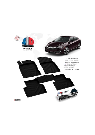 Honda Civic Sd 4D Havuzlu Paspas 2016 Ve Üzeri A+Kalite