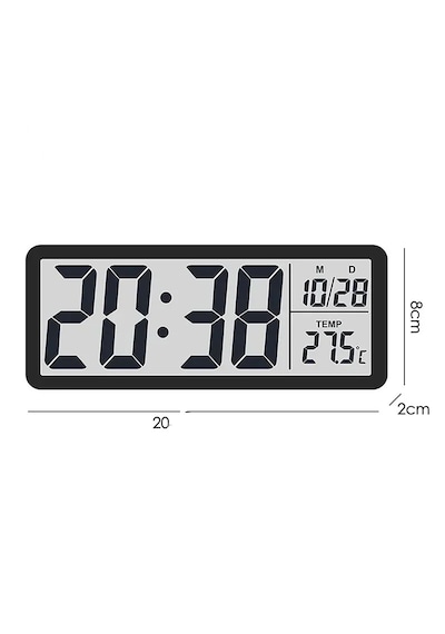 Lcd Ekranlı Modern Tasarım Dijital Duvar Saati Usb Pilli Zaman Tarih Sıcaklık Saat Gösterimi 20x8cm Açık Gri