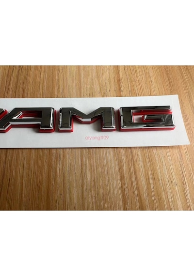 Özel Tasarım Amg Krom Dışı Kırmızı Şeritli Bagaj Yazısı Arması Logosu 3m 3d Abs Mercedes E