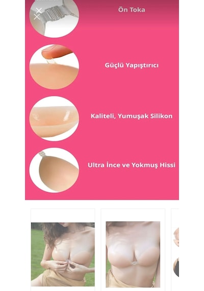 Trend Dokunuş Kadın Klipsli Yapışkanlı Dolgulu Straplez Silikon Sütyen Ten