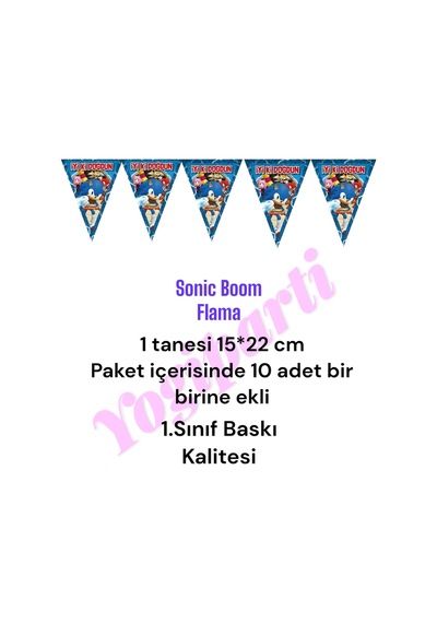 Yogiparti Sonic Boom İyiki Doğdun Baskılı Yazılı Flama Diğer
