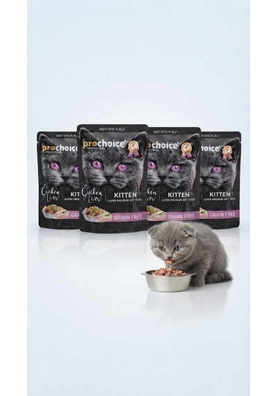 Tavuklu Ve Ciğerli Tahılsız Yavru Kedi Yaş Mama 85 Gr 4'lü Avantaj Paketi