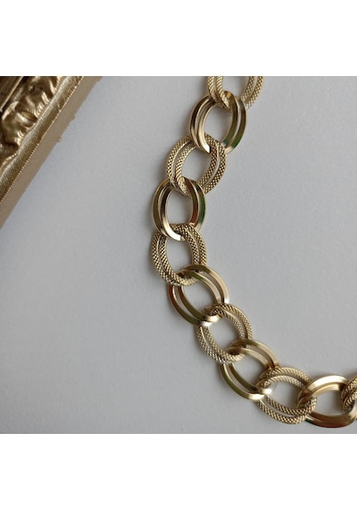 Lente Aksesuar Kadın Gold Çelik Samanyolu Model Dokulu Zincir Bileklik Gold