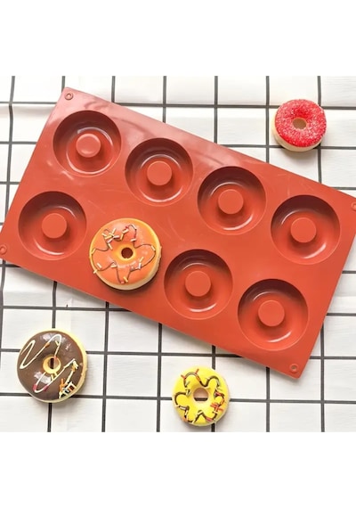 Donut Kalıbı, Kek Kalıbı, Çikolata Kalıbı Ve Yapışmaz Fırında Pişirme Tepsisi Silikon Kalıp Çok Renkli