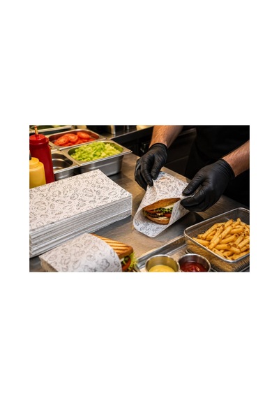 Yağ Geçirmez Sülfit Kağıt 40 Gr 50x35 Cm 100 Adet Hamburger Tost Sandviç Paketleme Kağıdı