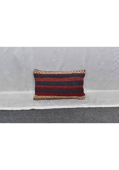 Zehra Abla Halı Yeni El Dokuma Dekoratif Lumbar Kilim Kırlent Yastık Kılıfı 6124