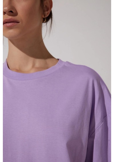 Caxis Unisex Bisiklet Yaka Oversize Lila T-shirt