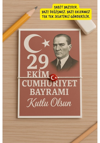 10 Adet Kırmızı Türk Bayraklı 29 Ekim Hediye - 29 Ekim Cumhuriyet Bayramı Hediye - Jelatinli
