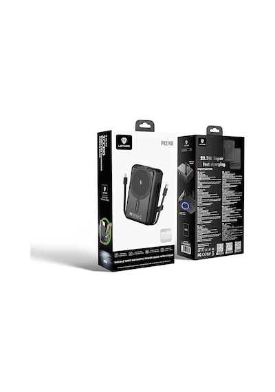 Lenyes Px274d Pd 22.5w Standlı M-safe Şarj Özellikli Wireless Powerbank 15w 20000mah Siyah Siyah