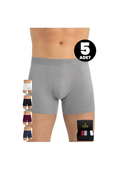 JUST INNER Öts Premium Erkek 5 Li Modal Boxer Modal Hediye Kutulu Ultra Yumuşak Modal Kumaş Esnek Kalıp Ve Kaliteli Esnek Ve Konfor Renkli