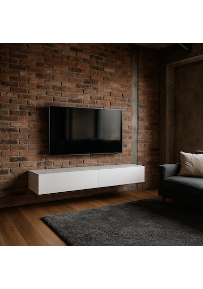 Mac Dizayn Adresan Tv Ünitesi Tv Sehpası Parlak Beyaz Mdf 200 Cm Parlak Beyaz