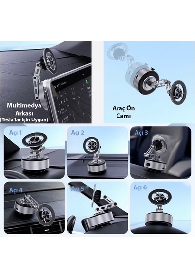 Ally X91 Manyetik Vakumlu Araç Telefon Tutucu Ayna-cam-araba Magsafe Araç Tutucu Gümüş