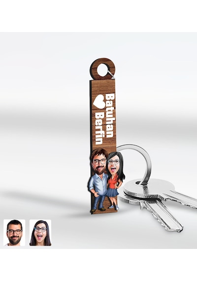 Bk Gift Kişiye Özel Sevgili Temalı 2 Li Ahşap Anahtarlık, Sevgiliye Hediye,doğum Günü Hediyesi, Sevgililer Günü Hediyesi-7