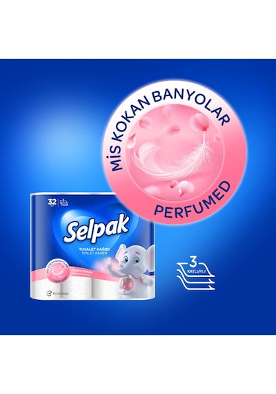 Selpak® Parfümlü Pudra Kokulu Tuvalet Kağıdı 3 x 32 Rulo