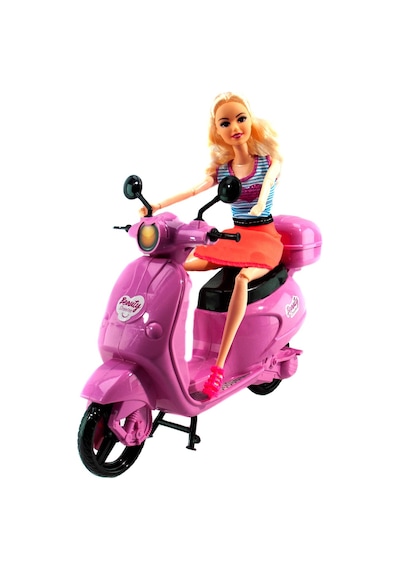 Oyuncak Kız Bebek Pembe Scooter Motosikletli Sonsuz Hareket Bebek