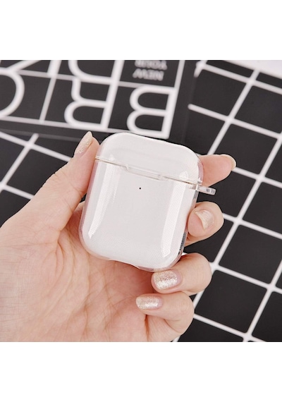 Apple Uyumlu AirPods 1. / 2. Nesil İle Kılıf Kristal Silikon Şeffaf Case Şeffaf