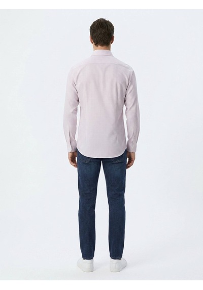 Kip Açık Mavi Kareli Regular Fit Uzun Casual Gömlek