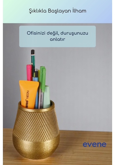 Kalemlik Masa Kalemliği Organizer Kalemlik Altın Renk Model 89 Çok Renkli