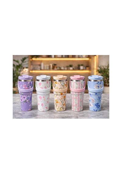 900 Ml Taşıma Kulplu Paslanmaz Çelik Termos Mug - Vakumlu Isı Yalıtımlı Bardak Alk4630 -