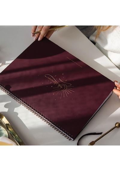 Süresiz Haftalık Spiralli Masaüstü Planlayıcı 24x34 Cm - Desk Planner Bordo Çok Renkli