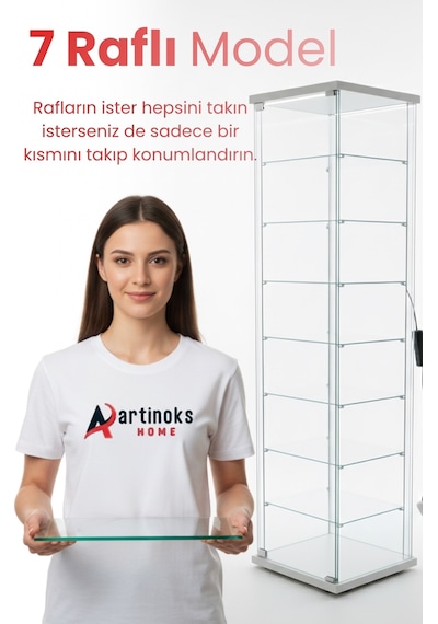 7 Raflı Ledli Cam Vitrin Dolap Gümüşlük Koleksiyon Sergi Kitaplık Kapaklı Büfe Mutfak Raflı Detolf Beyaz 7 Raflı Ledli Cam Vitrin Dolap Gümüşlük Koleksiyon Sergi Kitaplık Kapaklı Büfe Mutfak Raflı Detolf Beyaz