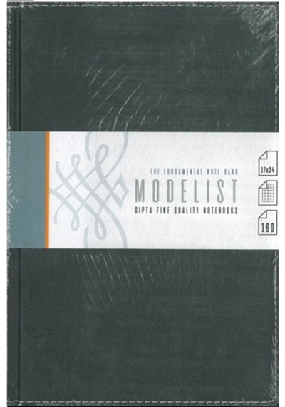 Gıpta Modelist 17 x 24 160 Yp.Kareli Sert Deri Kapak Defter Dikişli Siyah