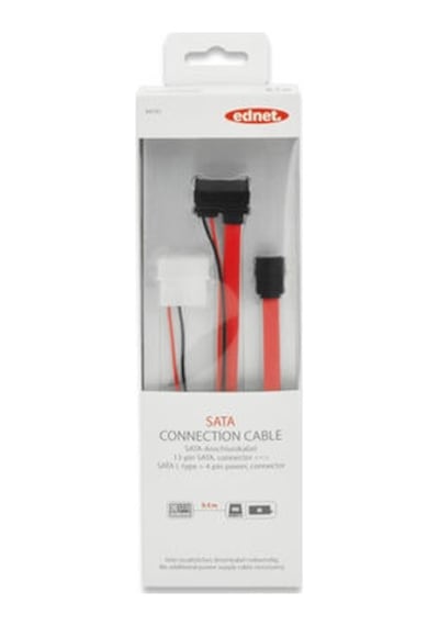 Ednet ED-84143 0,5 Mt SATA 13 Pin to SATA 7 Pin L Tipi 4 Pin Güç