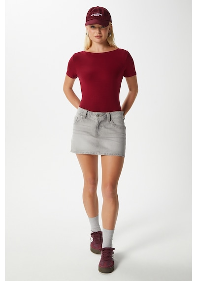 Ritnice Kadın Velvet Kayık Yaka Lux Touch Yumuşak Doku Kısa Kol Bordo Bluz Bordo Ritnice Kadın Velvet Kayık Yaka Lux Touch Yumuşak Doku Kısa Kol Bordo Bluz Bordo