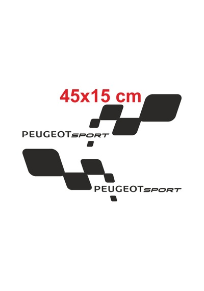 Pegeout Sport Sağ Ve Sol 2 Adet Oto Sticker, Siyah Renk, 45x15 Cm, Araba Sticker,