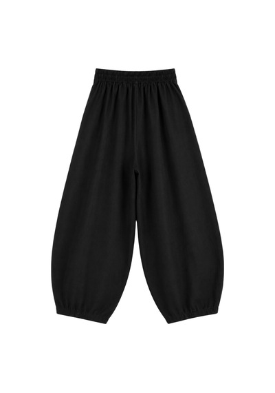 Vadon 1035 Kadın %100 Pamuk Gabardin Balon Paça Lastikli Bel Pantolon Siyah