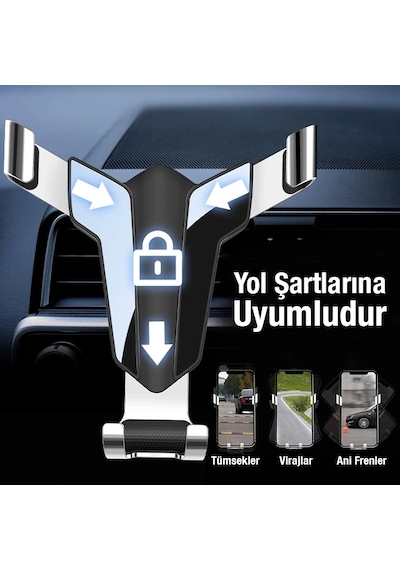 Ally Araç Havalandırma Bölmesi Telefon Tutucu Big Swordman- 5775 Siyah