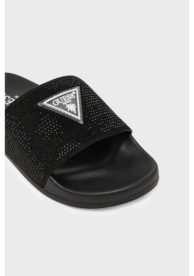 Guess Beach Taşlı Üçgen Logolu Terlik E6gz16bb00f Bayan Terlik E6gz16 Bb00f Jblk Siyah