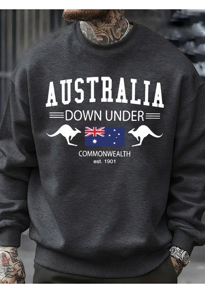 Startmore Startmoreavustralya Down Under Baskılar Kazaklar Erkekler Sonbahar Tişörtü Moda Rahat Sokak Şıklığı Hi Antrasit