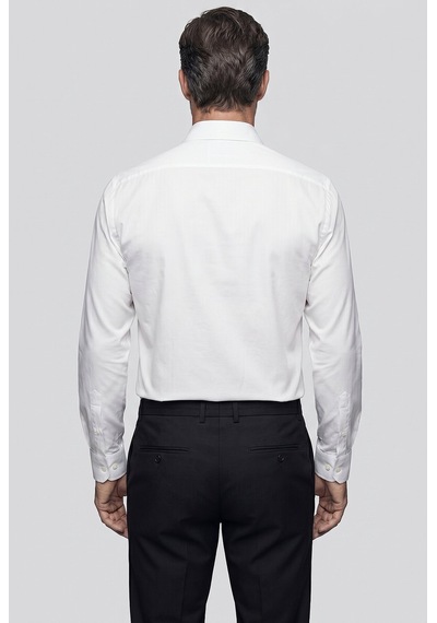Bisse Beyaz Regular Fit Cepsiz Klasik Uzun İtalyan Yaka Saten Gömlek Gmkls252184 D01
