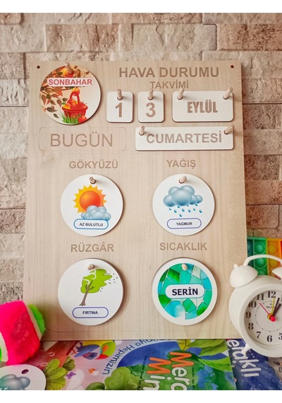 Çocuklar İçin Hava Durumu Takvimi Eğitici Geliştirici Montessori Set