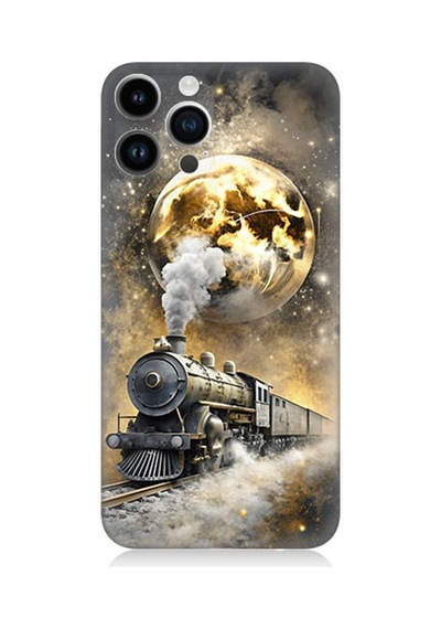 Apple Uyumlu iPhone 14 Pro Max Uyumlu Buharlı Tren Desenli Silikon Kılıf -