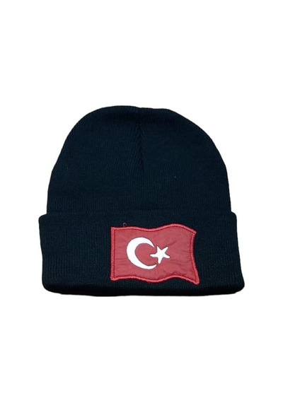 Salarticaret Türk Bayrak Baskılı Siyah Bere