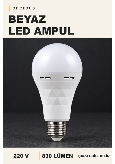 Onerous E27 Beyaz Led Ampul, Şarj Edilebilir