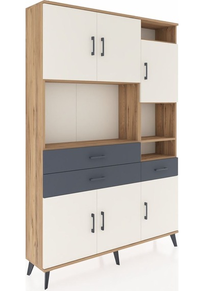 Arges Dolap 10 Raflı 3 Çekmeceli 6 Kapaklı 132x30x195 Çam-aytaşı/antrasit Aytası/antrasıt Arges Dolap 10 Raflı 3 Çekmeceli 6 Kapaklı 132x30x195 Çam-aytaşı/antrasit Aytası/antrasıt