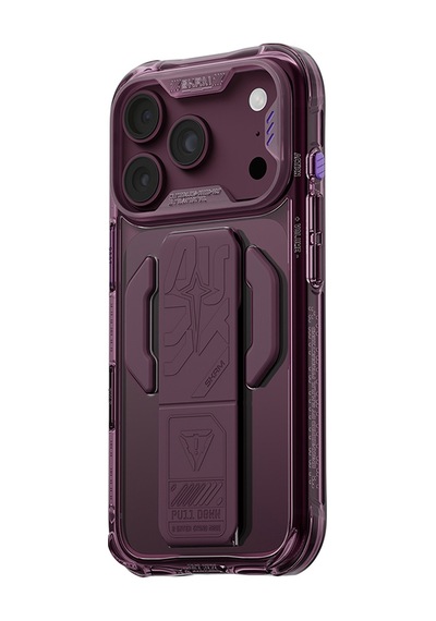 Apple Uyumlu iPhone 18 Pro Kılıf M-safeli Teknoloji Desenli Skinarma Helio Ce Mag Charge Standlı Kapak Bordo