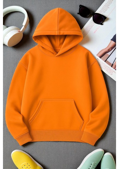 Uyguntarz Scream Baskılı Oversize Sweatshirt Turuncu