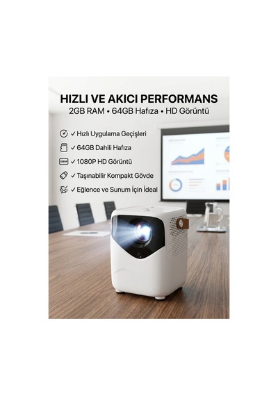 Yüksek Hd Görünümlü Taşınabilir Projeksiyon Cihazı Çok Renkli