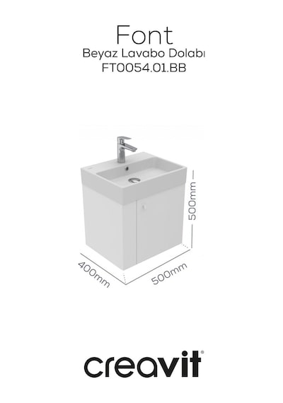 Creavit Font Lavabo Dolabı 50 Cm Beyaz
