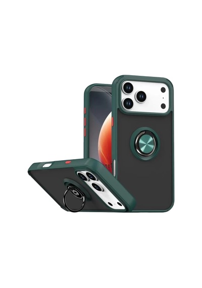 Newface Apple Apple iPhone Uyumlu  17 Pro Montreal Yüzüklü Silikon Kapak - Yeşil