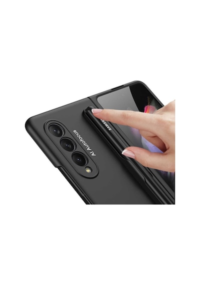 Galaxy Z Fold 3 Kılıf Zore Espen Kalem Yuva Tasarımlı Kılıf Siyah